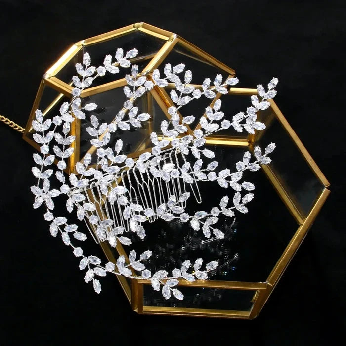 Wedding Hair Accessories - Cubic Zirconia Bridal Hair Comb - Available in Silver and Yellow Gold