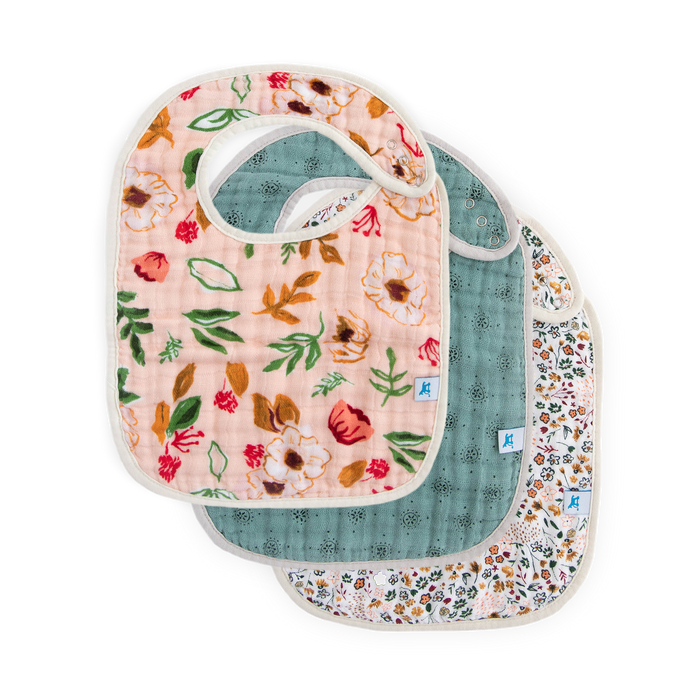 Little Unicorn Cotton Muslin Classic Bib 3 Pack in Vintage Floral