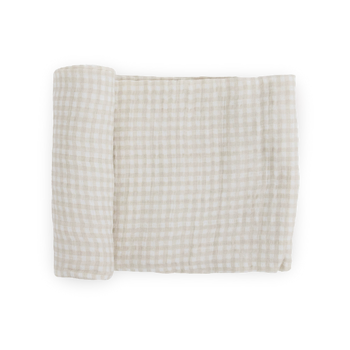 Little Unicorn Cotton Muslin Swaddle in Tan Gingham