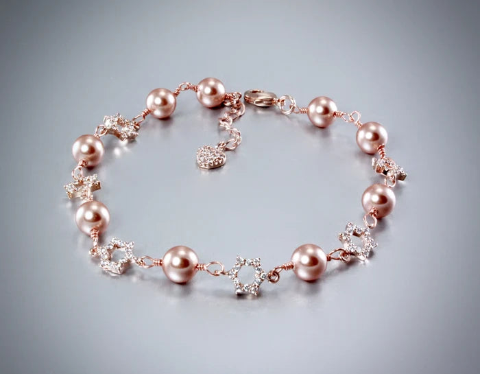 "Lucia" - Swarovski Pearl and Rose Gold Bridal Bracelet