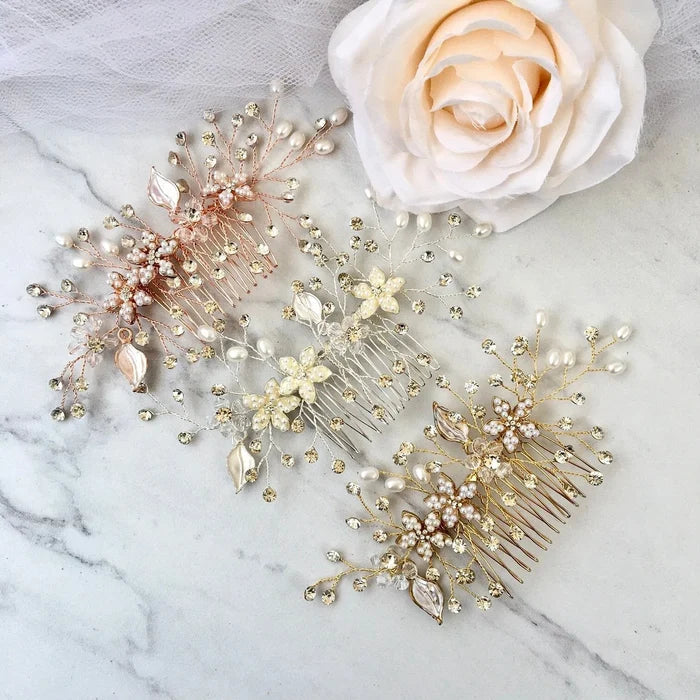 Wedding Hair Accessories - Pearl Bridal Hair Comb - Available in Silver, Yellow Gold and Rose Gold