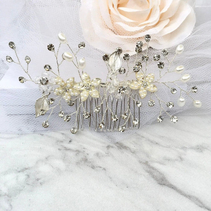 Wedding Hair Accessories - Pearl Bridal Hair Comb - Available in Silver, Yellow Gold and Rose Gold