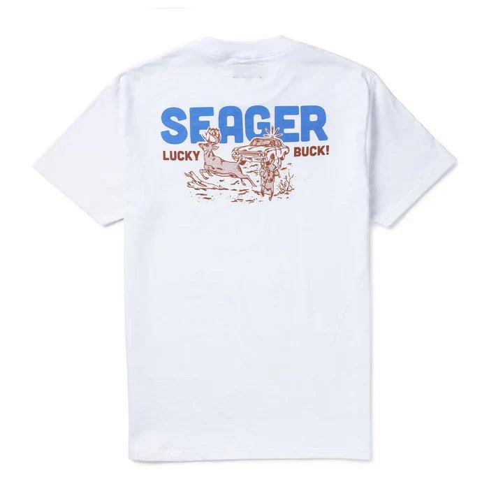 Seager Jerry Rig Tee navy White graphic with mechanic illustration and 1-800 Jerry Rig text