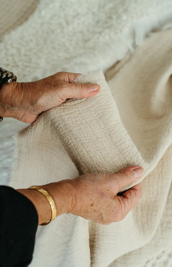 Madeira Double Sided Throw Beige/Natural - Magnolia Lane co. Home + Garden + Gift