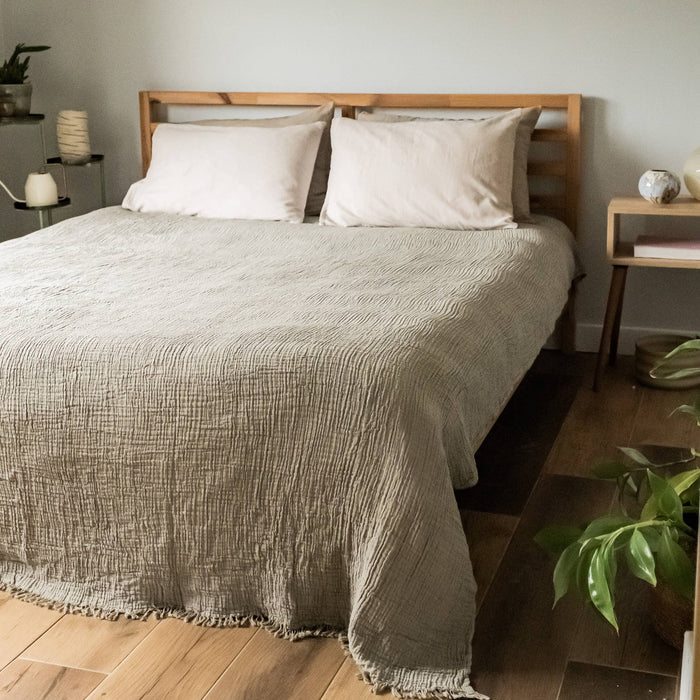 Malvasia Reversible Muslin Gauze Bedspread Blanket Cover W01 - Magnolia Lane co. Home + Garden + Gift