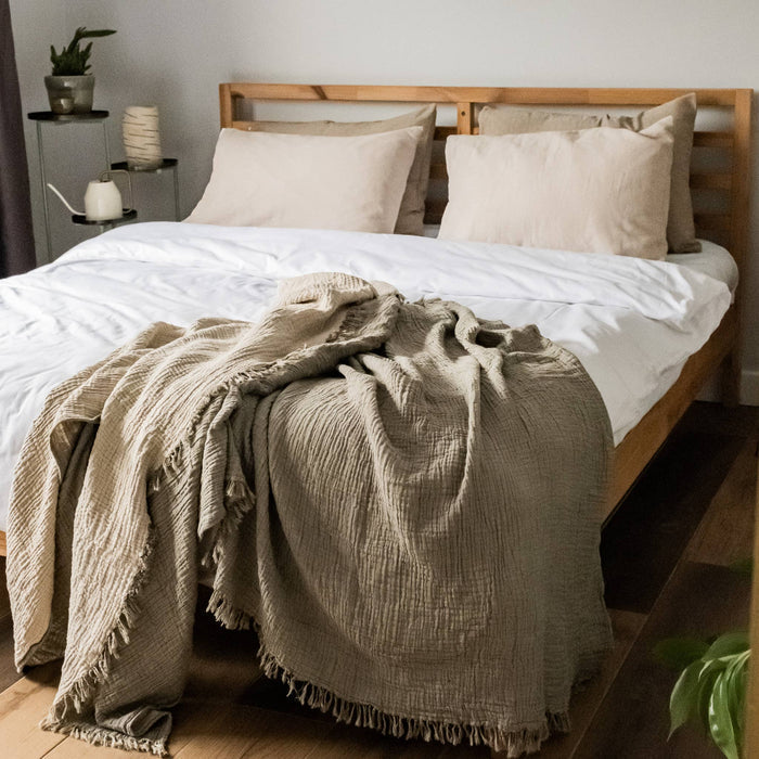 Malvasia Reversible Muslin Gauze Bedspread Blanket Cover W01 - Magnolia Lane co. Home + Garden + Gift