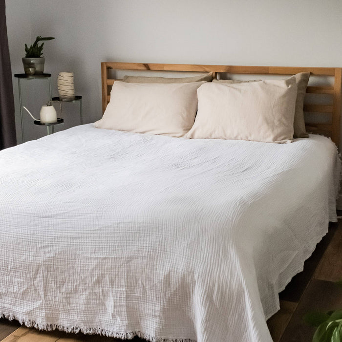 Malvasia Reversible Muslin Gauze Bedspread Blanket Cover W01 - Magnolia Lane co. Home + Garden + Gift