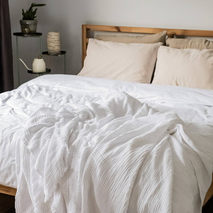 Malvasia Reversible Muslin Gauze Bedspread Blanket Cover W01 - Magnolia Lane co. Home + Garden + Gift