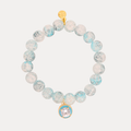 a blue and white beaded bracelet