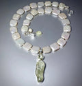 "Marilyn" - Raw Green Amethyst and Cultured Pearl Sterling Silver Necklace
