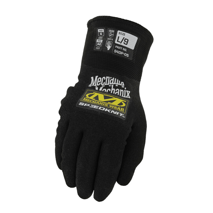 Black Mechanix SpeedKnit Thermal gloves, size L/9, showing palm and finger details