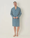 Mens Hugo Pure Cotton Long Sleeved Nightshirt - Navy Stripe