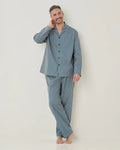 Mens Hugo Pure Cotton Long Sleeved Pyjama - Navy Stripe