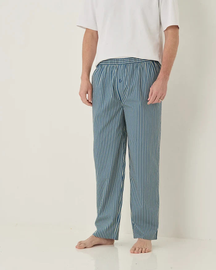 Mens Hugo Pure Cotton Long Sleeved Pyjama - Navy Stripe