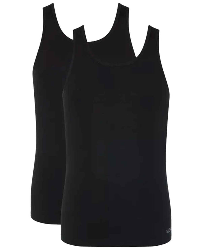Mens Sloggi Tank Top 2 Pack - Black - Country Collection