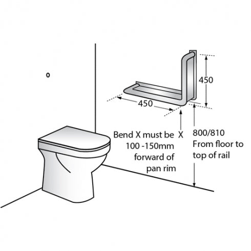 Metlam Anti-Ligature MLR112 Ambulant Grab Rail Ambidextrous
