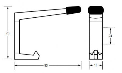 Metlam Partition ML202 Dual Coat Hook with Bumper Concealed Fix