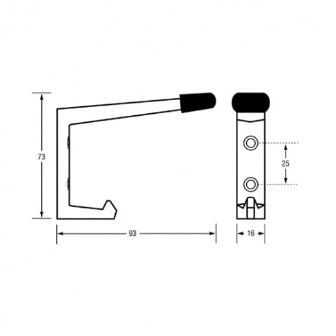Metlam Partition ML202 Dual Coat Hook with Bumper Exposed Fix