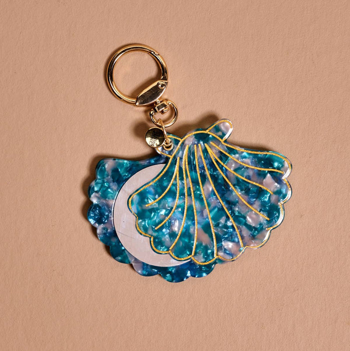 Mini Mirror Bag Charm–Seashell