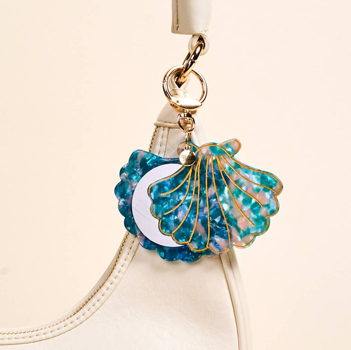 Mini Mirror Bag Charm–Seashell