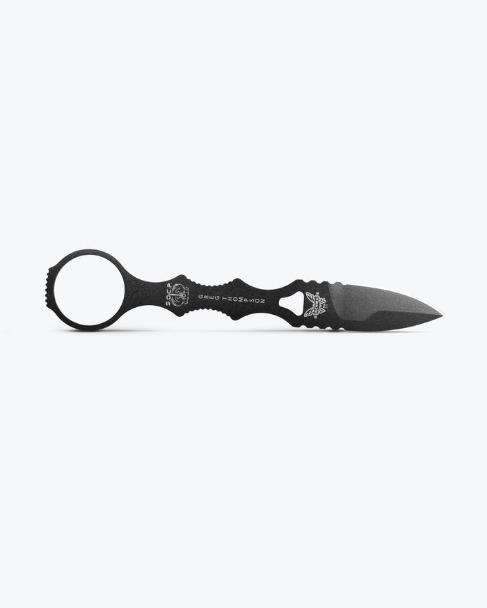 Black Mini SOCP® Dagger Spear-Point - Extended Side View | Benchmade Knife Co.