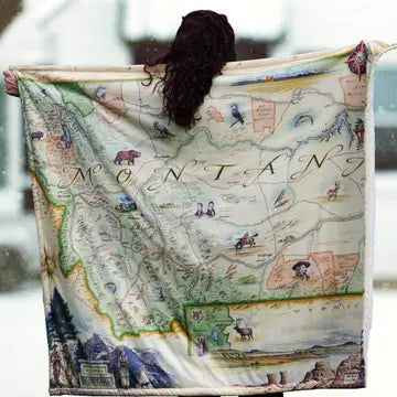 Montana Map Throw Blanket