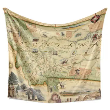 Montana Map Throw Blanket