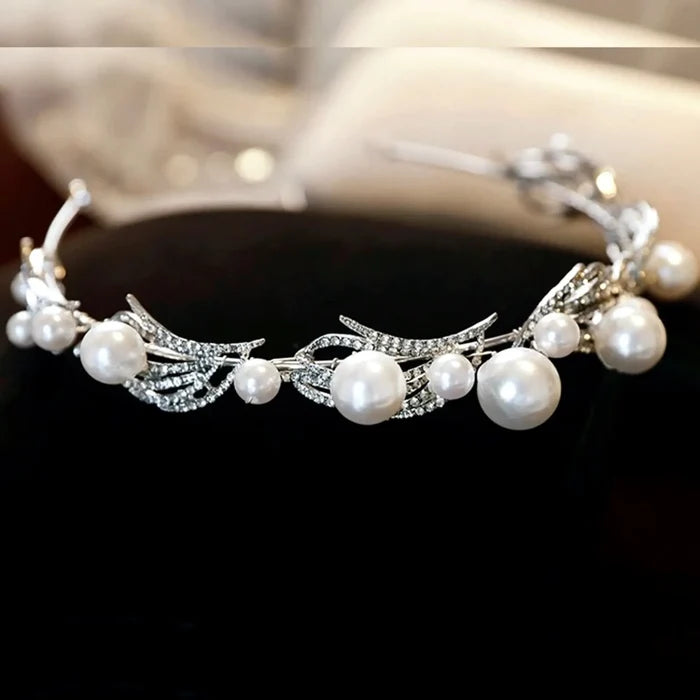Wedding Hair Accessories - Pearl Bridal Headband / Tiara - Available in Silver and Gold