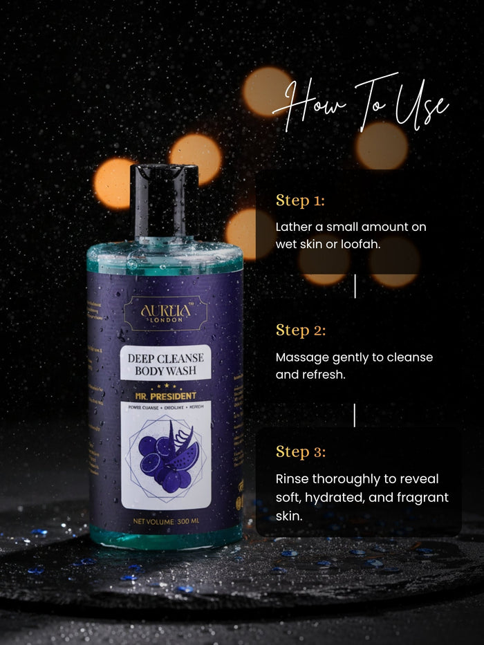 Mr President Deep Cleanse Body Wash By Aureia London - 300ml Aureialondon