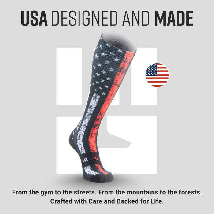 MudGear Custom First Responder Red Line Compression Sock (1 pair)