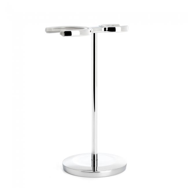 MÜHLE Rytmo Black 3-Piece Black Fiber & Fusion Shaving Set, Chrome-plated Metal Stand