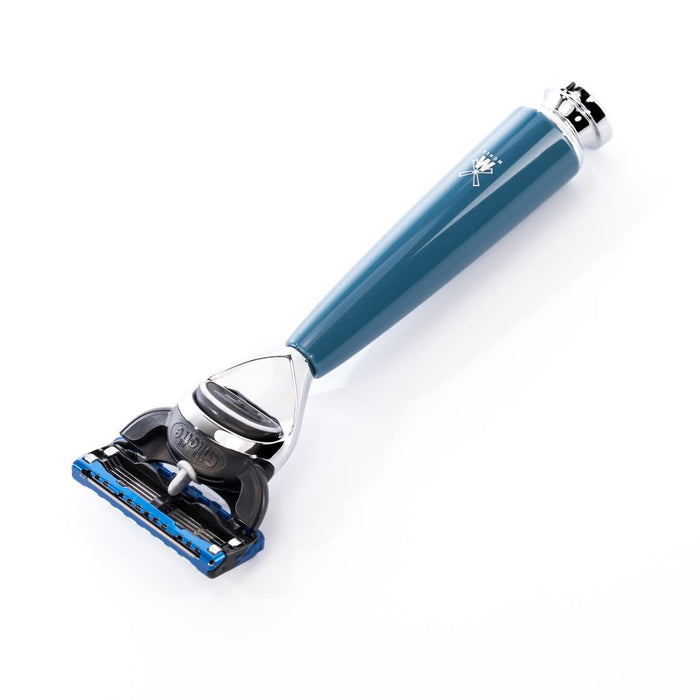 MÜHLE RYTMO 4 Pc. Shaving Set, Pure Badger Brush & Gillette® Fusion™ Razor, Petrol