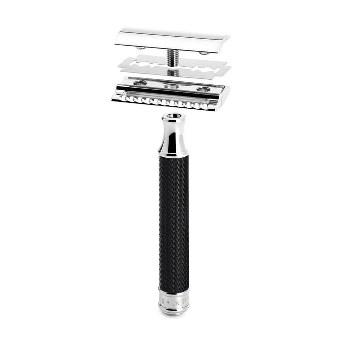 MÜHLE TRADITIONAL 3 Pc. Shaving Set, Silvertip Badger Brush & Safety Razor, Metal, Black