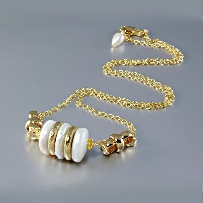 Elegant Natural Pearl 3-Piece Bridal Jewelry Set in Gold color