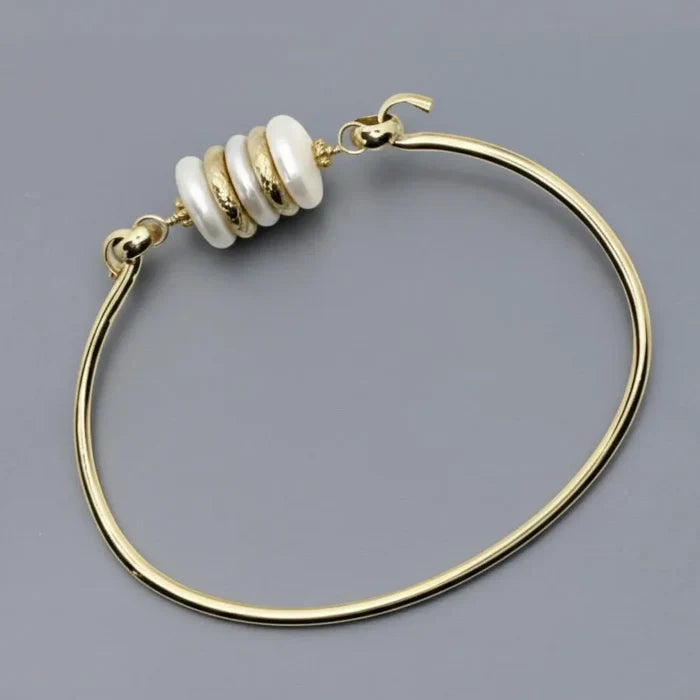 Elegant Natural Pearl 3-Piece Bridal Jewelry Set in Gold color