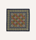 Navy Geometric Tapestry Print Wool-Silk Pocket Square