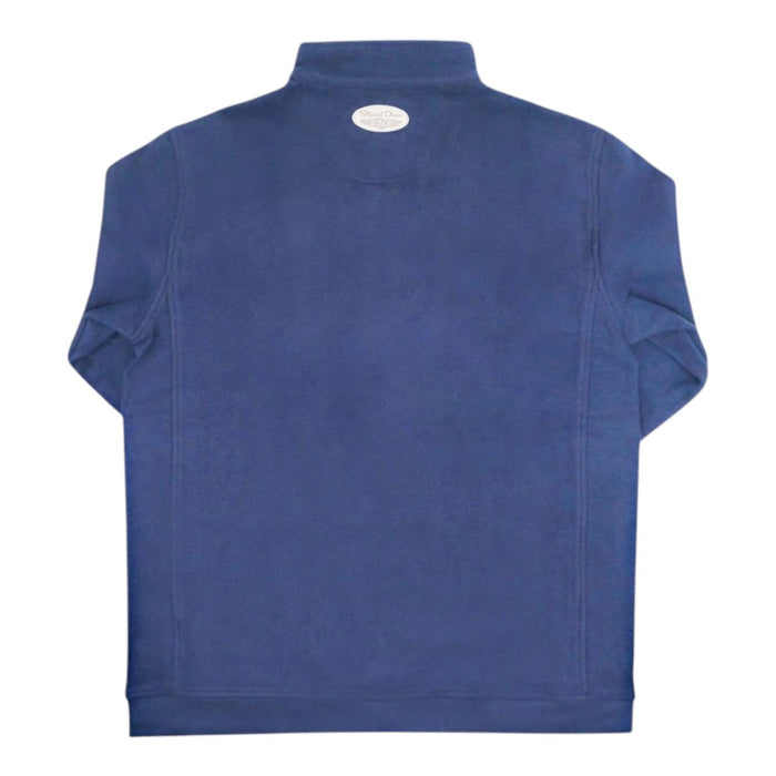 Plaza Hotel navy major quarter zip back view on a white background