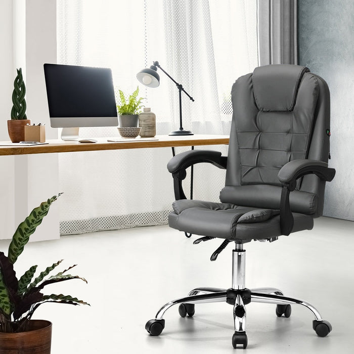 NNEED Massage Office Chair Racing Chairs PU Leather Grey-3