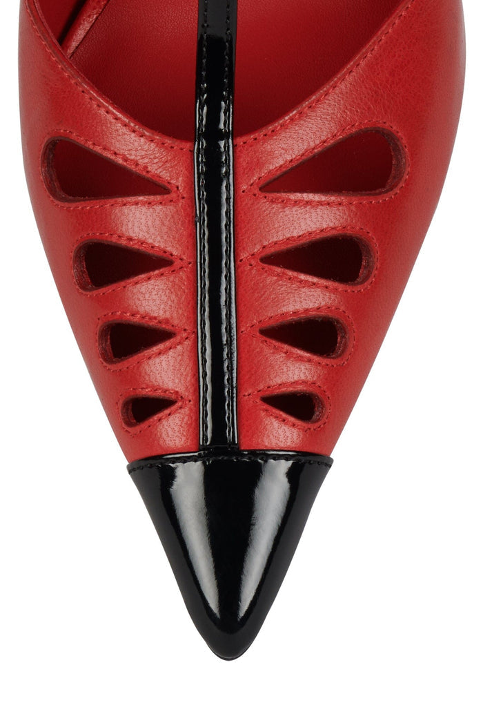 NOUVELLE Jeffrey Campbell Stiletto Heels Red Black Patent