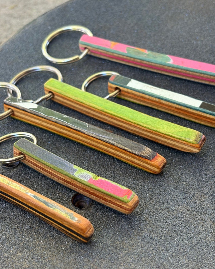 One-of-a-Kind Recycled Skateboard Keychain - SINGLE UNIT | Upcycled Accessory, Handmade in Charleston, SC