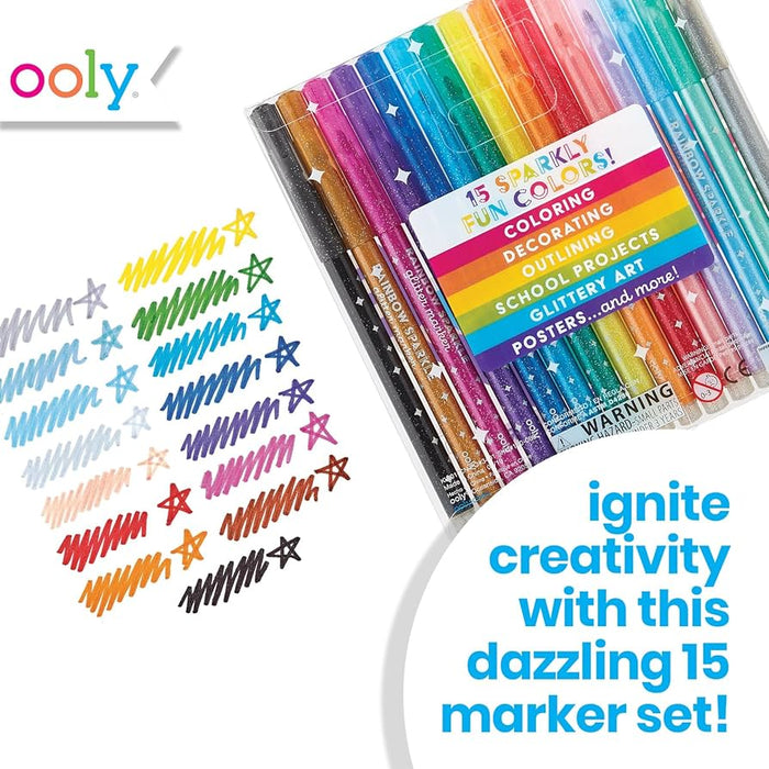 Ooly Rainbow Sparkle Glitter Markers 15 Pk