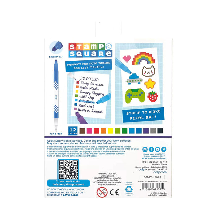 Ooly Stamp A Square Double Ended Markers 12 Pk