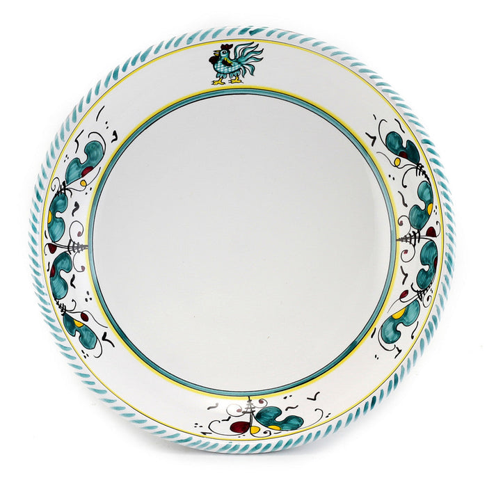 ORVIETO GREEN ROOSTER: Risotto/Pasta/Cioppino round shallow coupe bowl