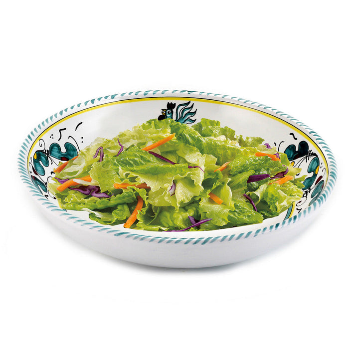 ORVIETO GREEN ROOSTER: Risotto/Pasta/Cioppino round shallow coupe bowl