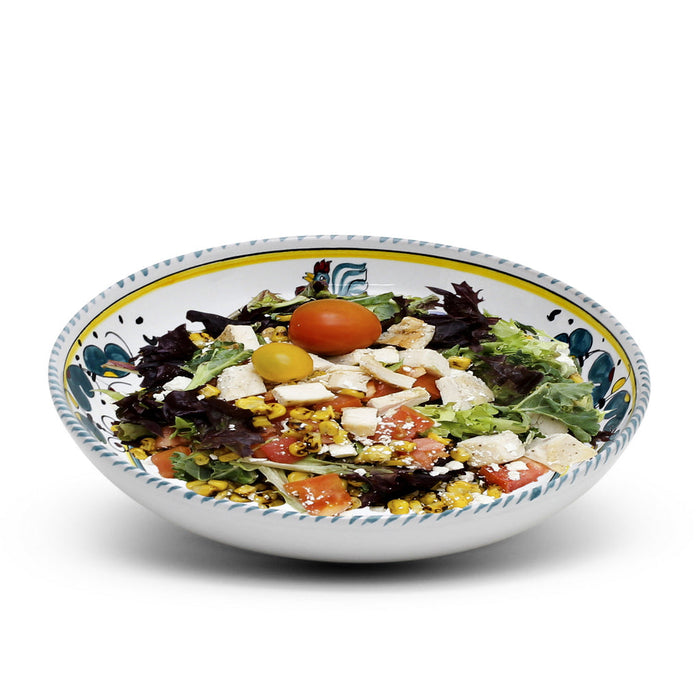 ORVIETO GREEN ROOSTER: Risotto/Pasta/Cioppino round shallow coupe bowl