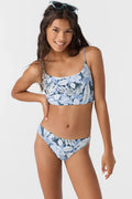 O’Neill Girls Palmetto Tropical ruched bikini set floral size seven.