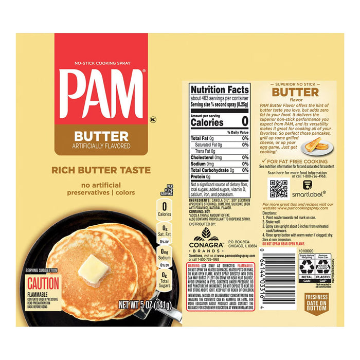 PAM Butter Flavor Canola Oil Spray - 5 oz - 12 Pack