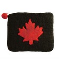 PANABO Felted Zip Pouch - Maple Leaf Black