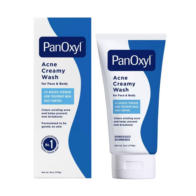 PanOxyl 4% Benzoyl Peroxide Acne Creamy Wash for Face & Body - 170g tube