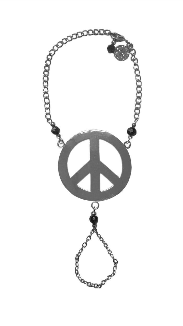 Front view: Peace Finger Bracelet – Adjustable Symbolic Boho Jewelry front view